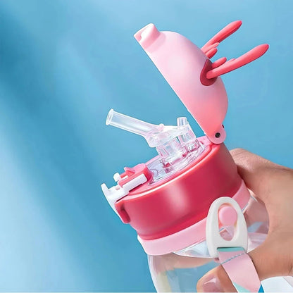 Cartoon Antler Sippy Cup for Kids - 600ml Spill-Proof Hydration Companion with Vibrant Design and Practical Features