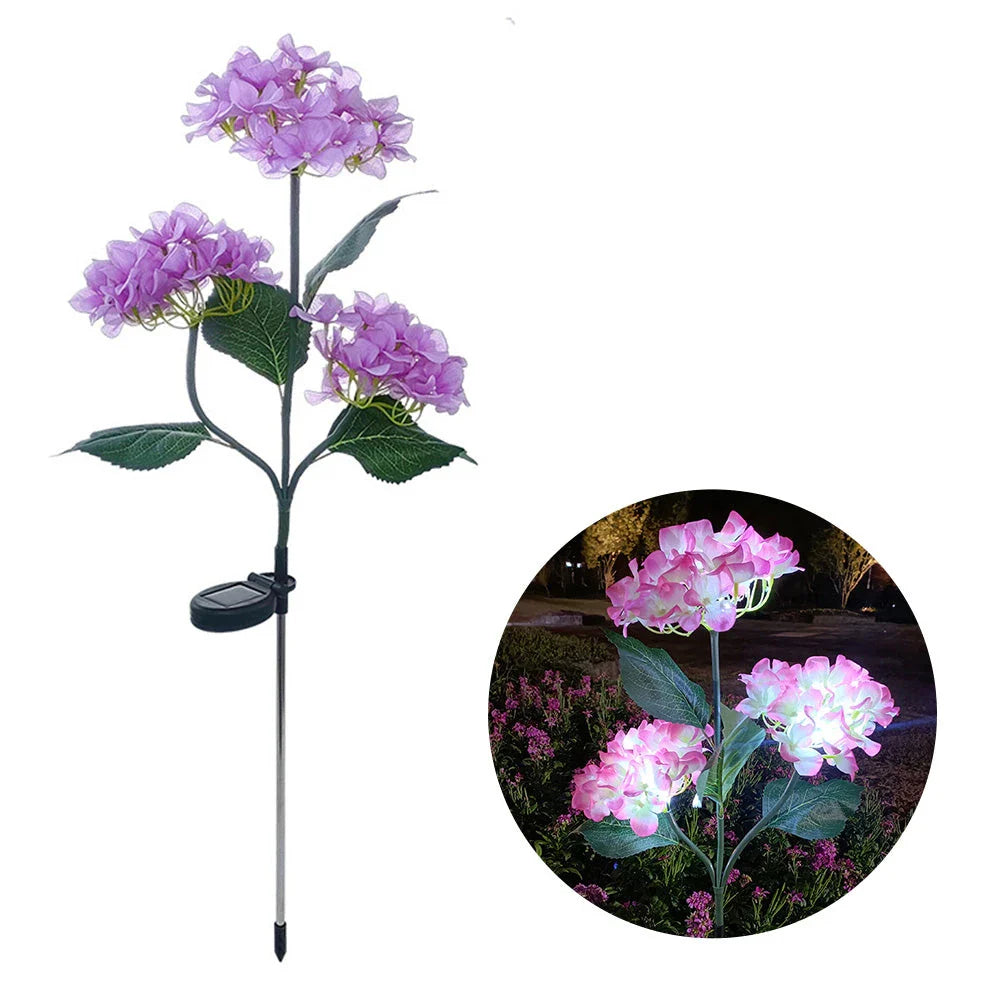 Captivating Hydrangea Rose Solar LED Garden Lights that effortlessly illuminate outdoor spaces with natural elegance