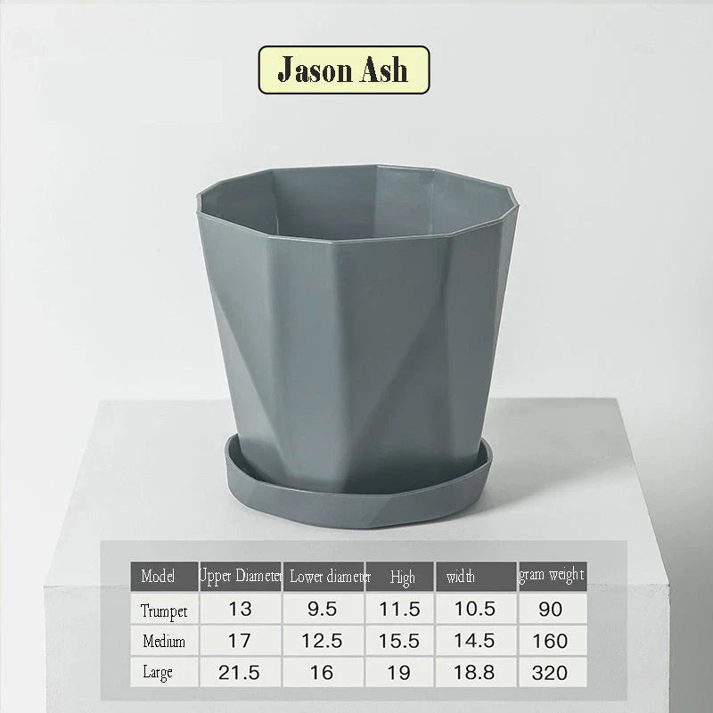 Elegant Nordic-style resin flower pot with a minimalist design, perfect for displaying indoor plants and adding a touch of Scandinavian charm to any room.