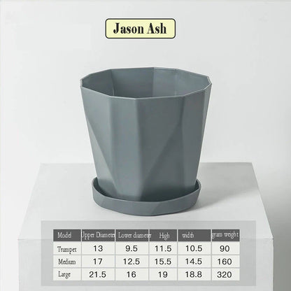 Elegant Nordic-style resin flower pot with a minimalist design, perfect for displaying indoor plants and adding a touch of Scandinavian charm to any room.