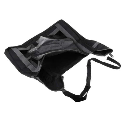 Adjustable horse feed bag made with durable 600D Oxford cloth for customized fit and reduced mess during feeding time