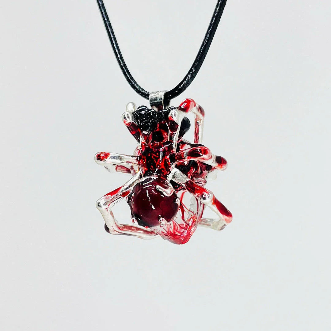 Handcrafted spider web heart pendant necklace with adjustable chain in various styles and colors