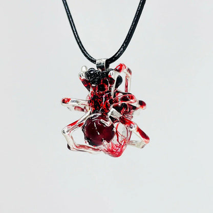 Handcrafted spider web heart pendant necklace with adjustable chain in various styles and colors