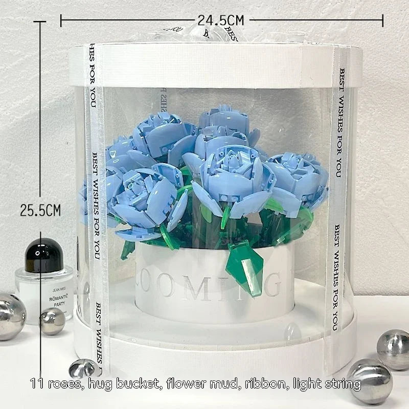 A decorative flower pot featuring a stunning rose bouquet design, made of high-quality plastic for indoor or outdoor use.
