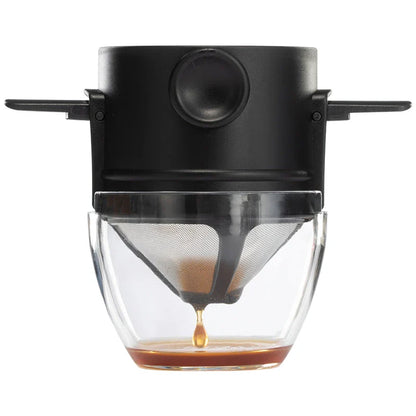 Compact, portable hand drip coffee filter cup for brewing premium coffee on the go