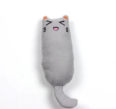 Cozy cotton-gray plush toy filled with catnip for playful cats