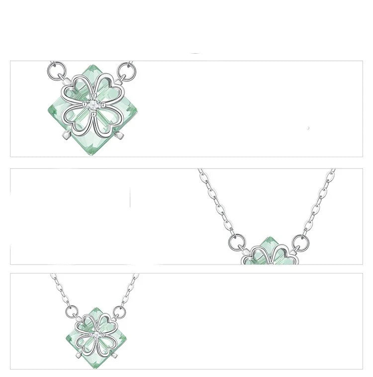 Elegant platinum-plated adjustable green pendant necklace with a sleek, silver-toned chain and a stylish green pendant