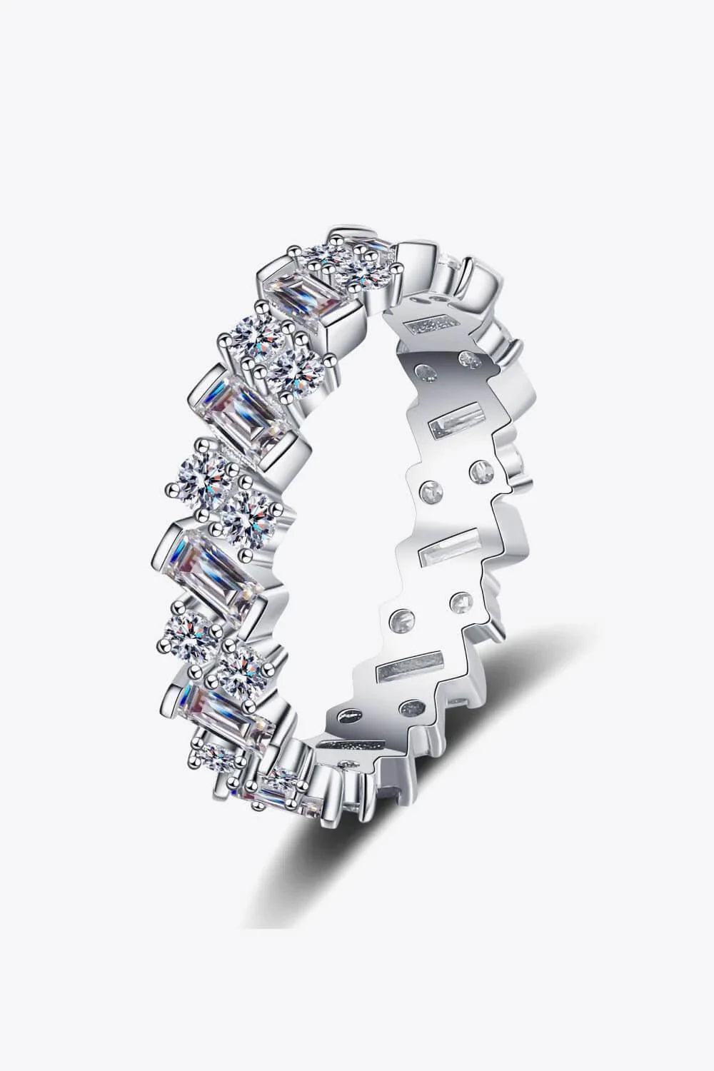 Elegant 925 sterling silver ring featuring a captivating 0.2-carat Moissanite center stone surrounded by a sparkling halo of Moissanite accent gems