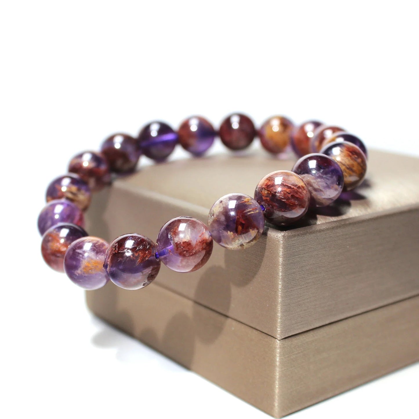 Natural purple ghost crystal fashion bracelet with versatile single-ring design and polished finish