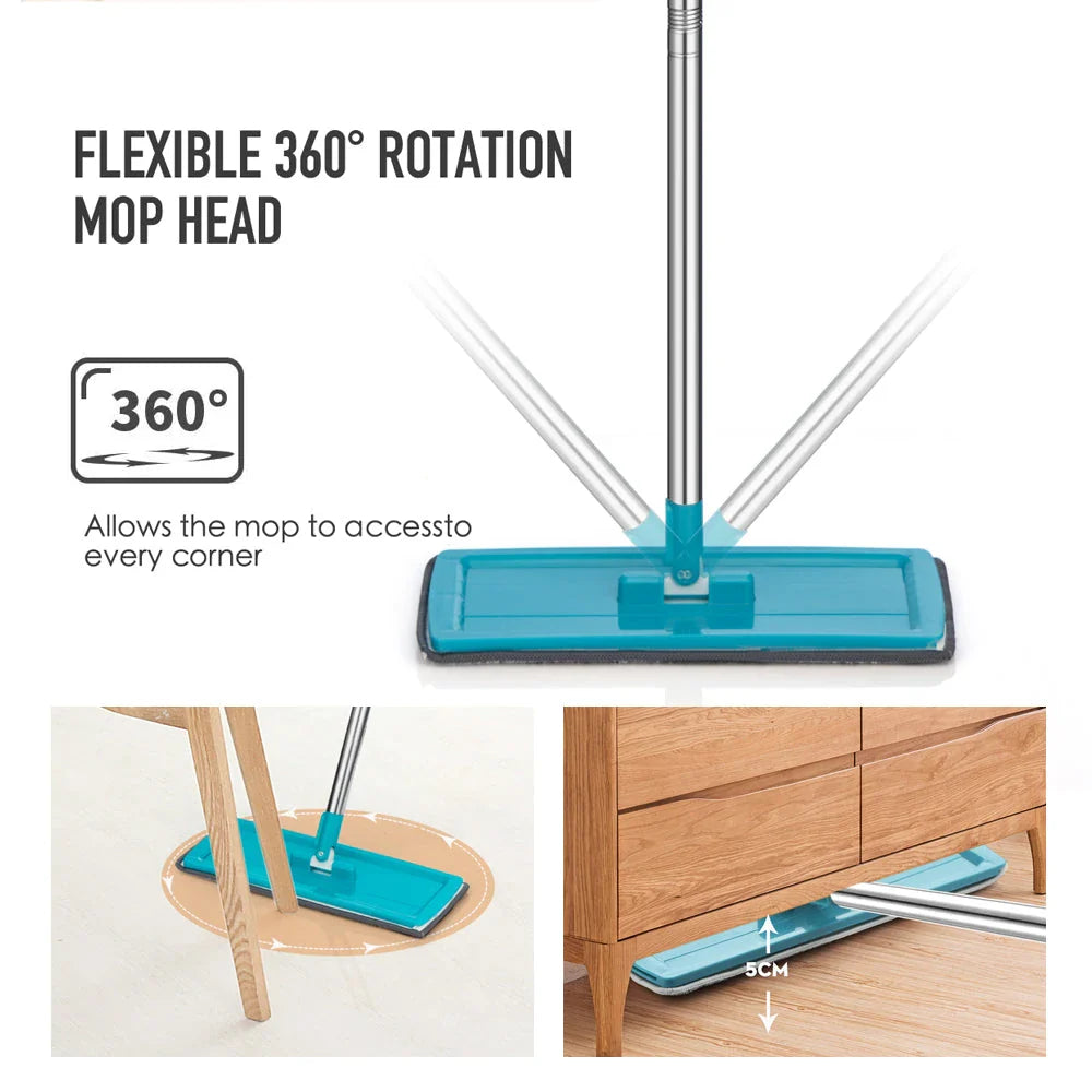 Flat Squeeze Mop with Spin Bucket for easy and efficient floor cleaning