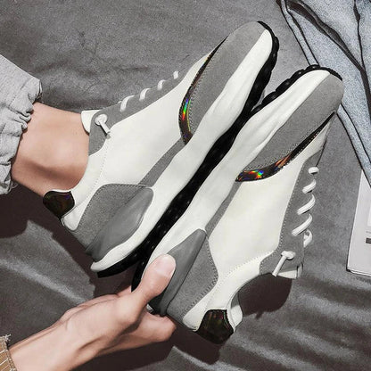 A pair of stylish, breathable men's casual shoes with a thick, durable rubber sole for enhanced comfort and traction.