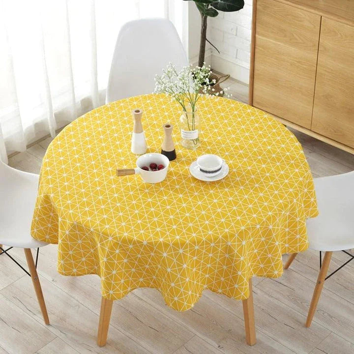 A beautiful cotton and linen Nordic-inspired decorative tablecloth in various sizes, perfect for elevating your dining experience.