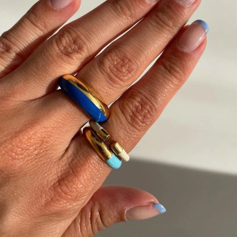 Premium dark blue titanium steel ring with a sleek, modern design for stylish American men