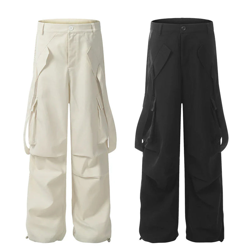 Hhomeenjoy Premium Pleated Overalls with Ribbon Pockets for Men