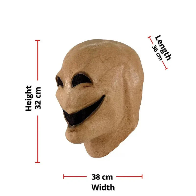 A high-quality latex alien mask with a smiling expression and faceless design, perfect for Halloween or costume parties.