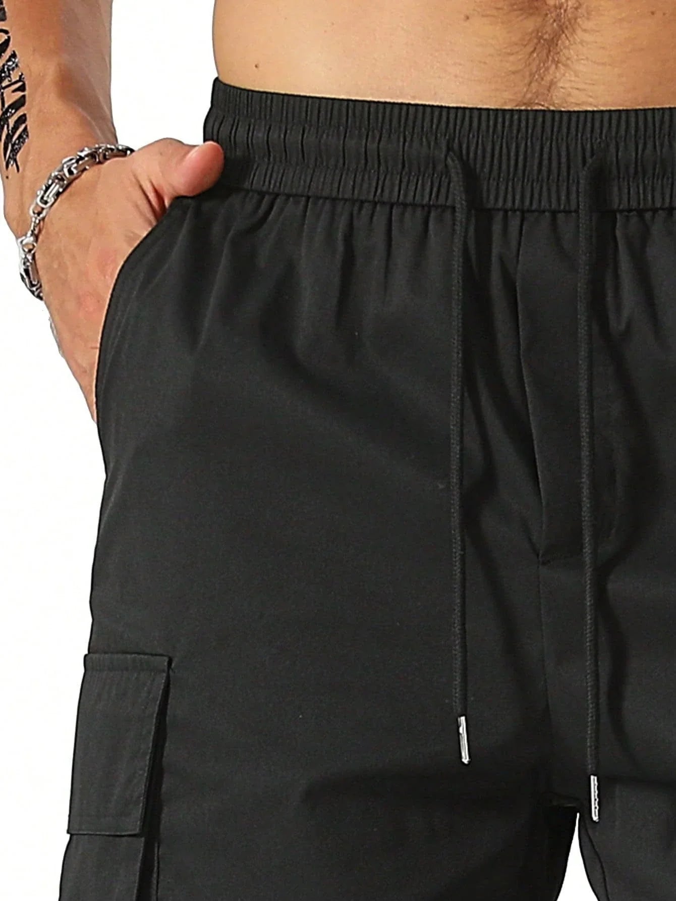 Drawstring waist men's workwear shorts with multiple pockets in various colors