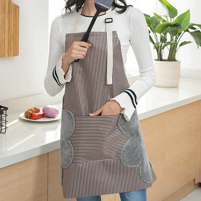 A sleek and versatile kitchen apron in a coffee color, designed for cooking and baking tasks.