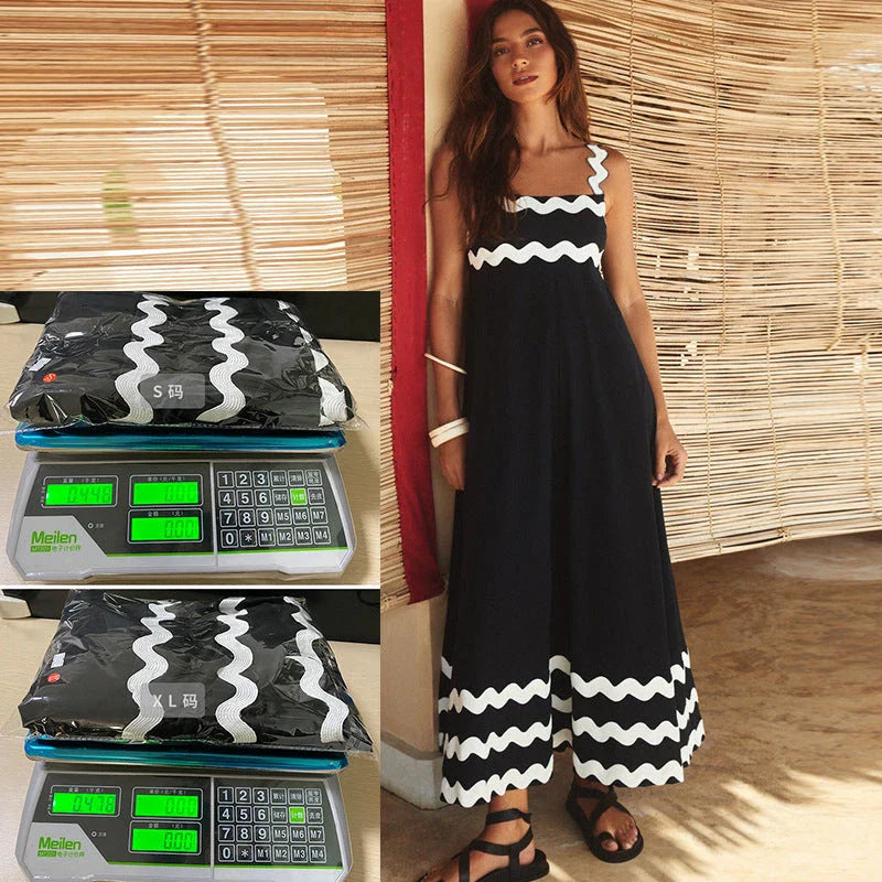 Floral Print Wavy Dress for Women - Stylish A-Line Beach Fashion with Vibrant Floral Pattern