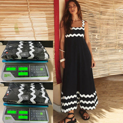 Floral Print Wavy Dress for Women - Stylish A-Line Beach Fashion with Vibrant Floral Pattern