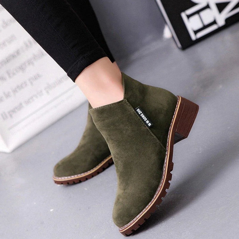 Hhomeenjoy Stylish Frosted Martin Boots with Low Heels