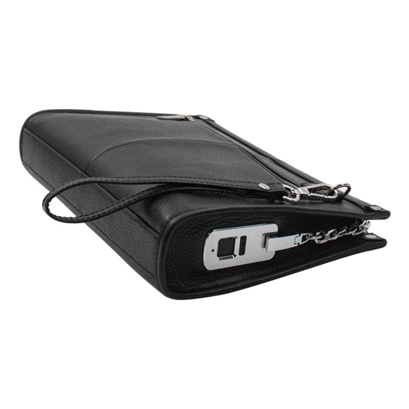 Premium leather business handbag with fingerprint lock, organized interior, and roomy design for modern professionals