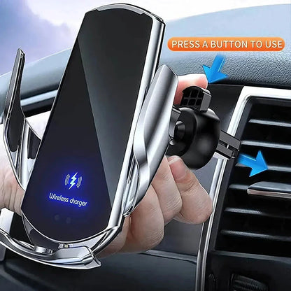 15W Fast Charging Auto-Clamping Wireless Car Charger with 360-Degree Rotation and Universal Qi Compatibility
