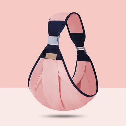 Comfortable one-handed newborn baby carrier made of soft, breathable cotton with a secure and snug fit for hands-free babywearing