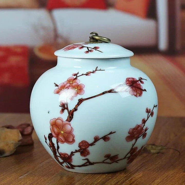 Elegant Asian-inspired handcrafted ceramic tea canisters in various colors, designed to preserve tea freshness and enhance your tea ritual