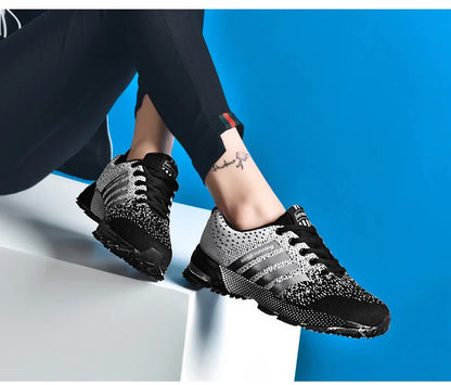 Lightweight, breathable mesh running shoes with flexible rubber soles for active lifestyles