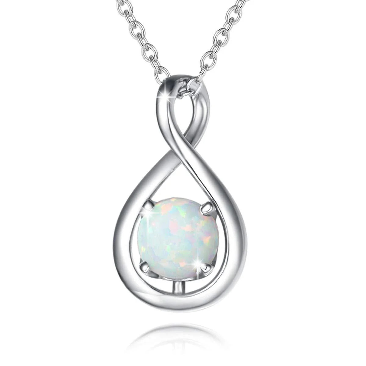 Elegant octagonal sterling silver necklace pendant with a four-claw zircon gemstone centerpiece