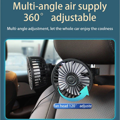 Adjustable Dual-Head Car Seat Cooling Fan with Powerful Airflow and Flexible Placement