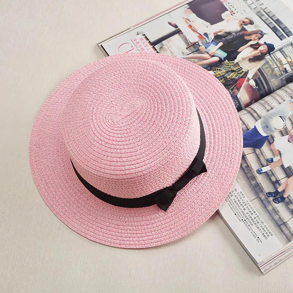 Classic Summer Panama Hat with Stylish Bow Accent - Lightweight, Breathable, and Adjustable Sun Protection Accessory
