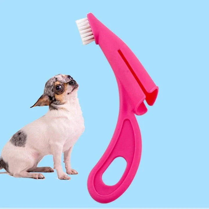 An ergonomic finger toothbrush designed for easy and effective pet dental care, featuring soft bristles and a comfortable grip.