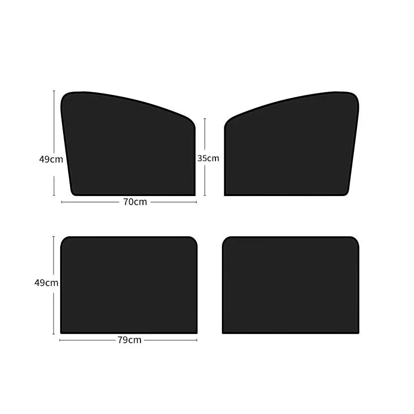2PCS Magnetic Car Sun Shade with UV Protection - Sleek Black Design for Effortless Sun Glare Reduction