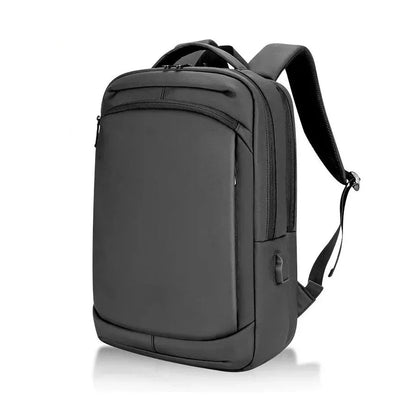 16.5 inch high-capacity travel and school backpack in black, featuring durable nylon construction, ergonomic design, and multiple storage compartments