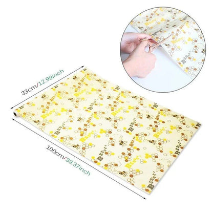 Reusable beeswax food wrap film in a variety of floral patterns, including yellow, green, beige, and white