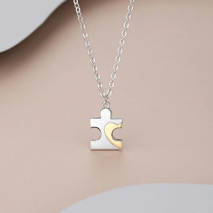 Couple's sterling silver necklace set featuring adjustable length and premium 925 silver construction
