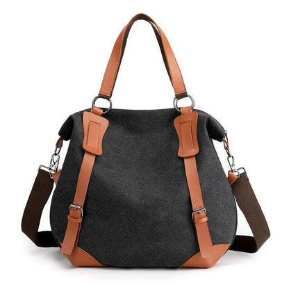 Versatile canvas shoulder bag in khaki color with multiple pockets and adjustable strap for everyday use