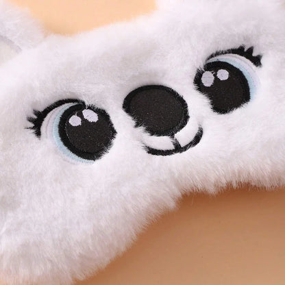 Soft, plush koala-themed sleep mask with adjustable strap for comfortable fit