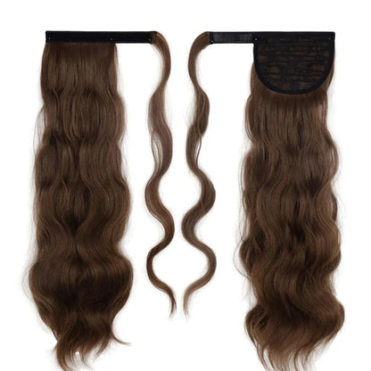 Glamorous blonde wavy clip-in ponytail for a Hollywood-inspired hairstyle