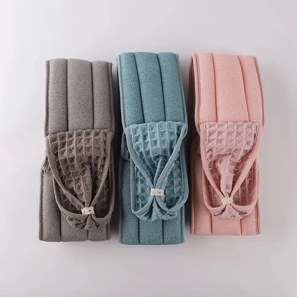 3-piece body scrubber and back massage bath brush set in pink, blue, and coffee colors