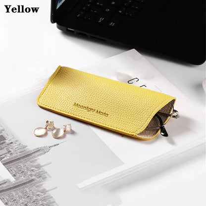 Stylish portable eyewear case in various colors, made of high-quality PU leather to protect glasses and sunglasses
