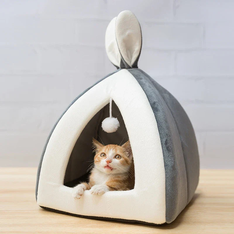 Hhomeenjoy Cozy Cat House Villa - Plush Pet Bed for Small Dogs and Cats