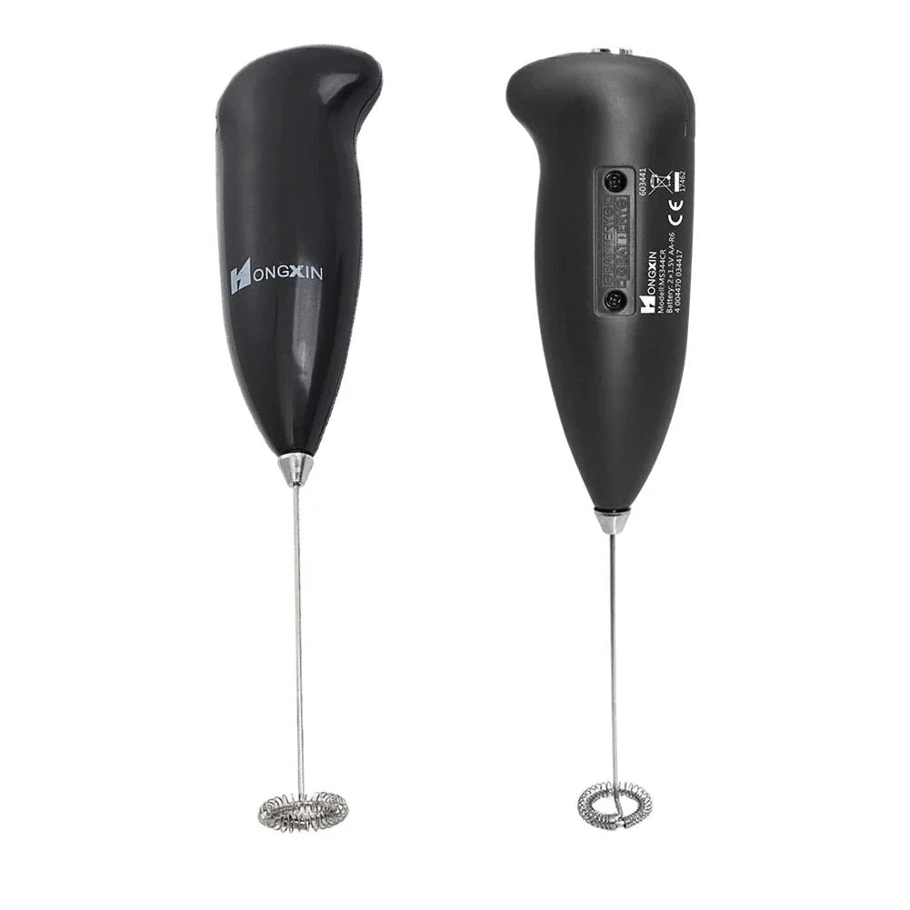 Portable electric milk frother and blender with sleek, ergonomic design and stainless steel mixing head