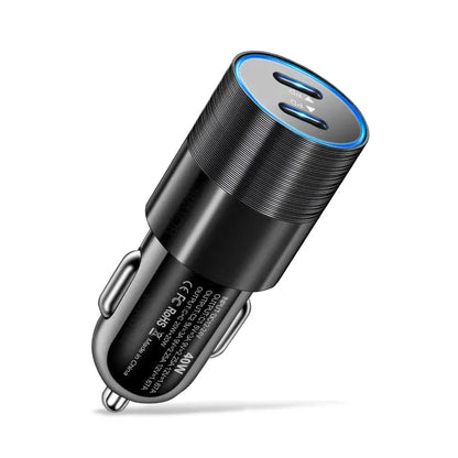 68W Dual USB-C Car Charger with lightning-fast charging capabilities and sleek, compact design