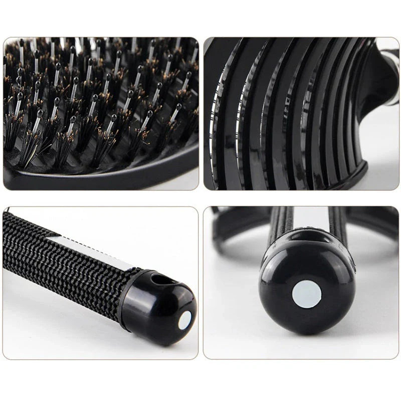 Curved Bristle Massage Comb for Detangling, Scalp Stimulation, and Healthy Hair Growth