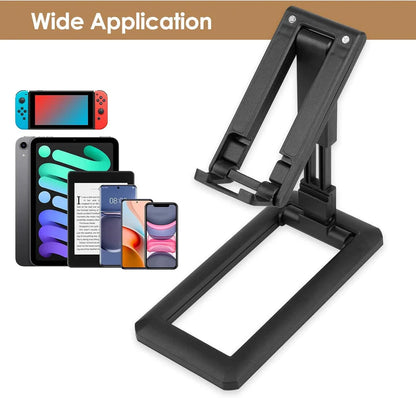 Adjustable and foldable phone stand made of durable aluminum alloy and silicone pads for hands-free convenience