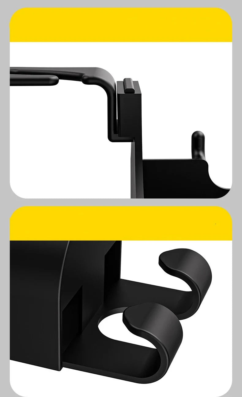 Multifunctional car seat hook with drink holder, black plastic car organizer accessory