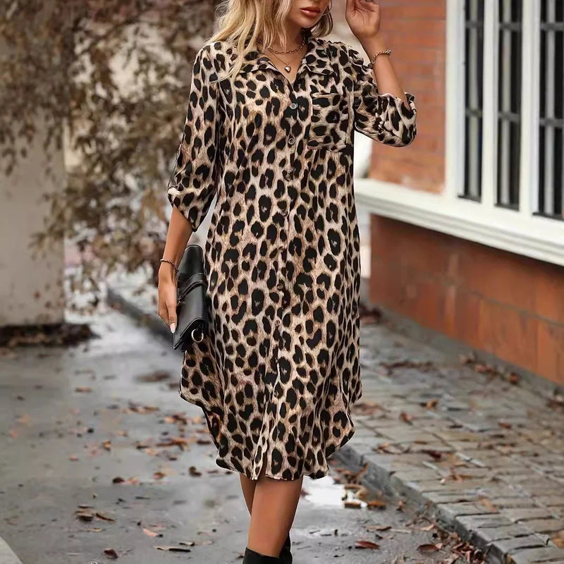 Hhomeenjoy Chic Leopard Print Coverup Dress for Beach Vacation