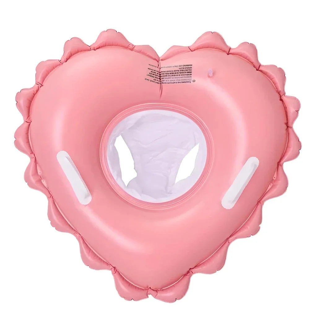Inflatable pool float and swim ring seat for kids with sturdy handles and comfortable cotton pocket